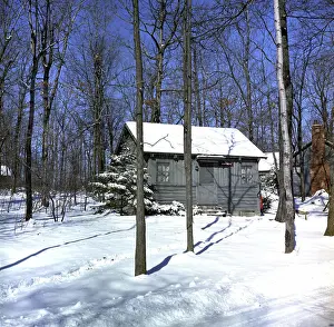 Visible Prints: Camp David in the snow, views. Hawthorn Cabin at Camp David
