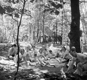 Tent Prints: Campers and their Counselor at summer camp