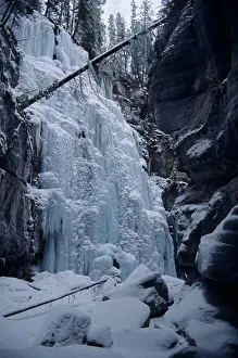 Frozen Prints: CANADA, CANADIAN ROCKIES, ALBERTA, JASPER, MALIGNE CANYON, IN WINTER, FROZEN WATERFALL