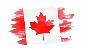 Background White Prints: Canada flag brush stroke, national flag on white background