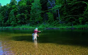 Canada, Nova Scotia, Cape Breton, Salmon angling on the Margaree River (MR)