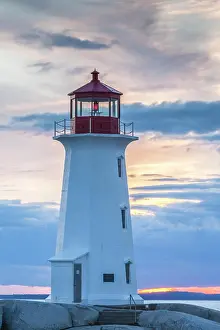 Nova Scotia Prints: Canada, Nova Scotia, Peggy's Cove. Fishing village and Peggys Point Lighthouse