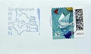 Written Prints: Cancelled German stamp 85 cents
