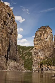 Medium Group Prints: Canoe and raft pass The ´Pulpit´ rock formation on the Nahanni River