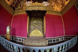Parisian Prints: Canopy bed in the bedroom of Queen Marie Antoinette at Chateau de Versailles Palace near Paris France Europe EU