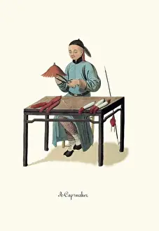 Oriental Prints: Capmaker, China - Costumes & Occupations