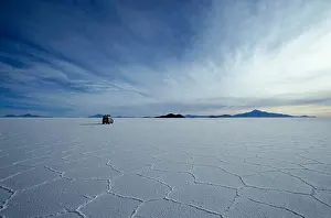 Arid Prints: Car on salt lake, Salar de Uyuni, Bolivia, South America, America