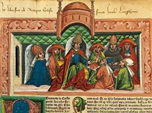 Manuscript Prints: The cardinals presenting Pope Nicholas V with the Codex