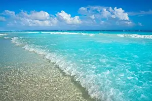 Historically Prints: Caribbean turquoise beach in Riviera Maya of Mayan Mexico