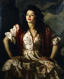 Arms Akimbo Prints: Carmen. Miguel Muntanet (19th-20th century). Oil on canvas. 107 x 87.5cm