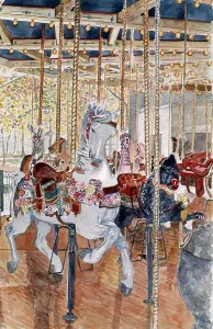 Amusement Park Prints: Carousel, Anthony Butera, (b.20th C.), Watercolor