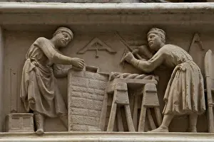 Human Representation Prints: Carpenters at work, marble relief frieze