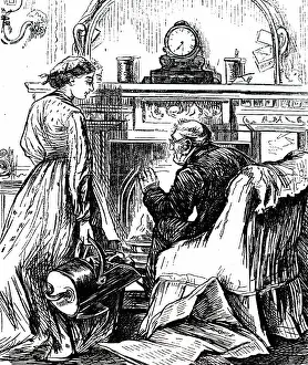 Cartoon Prints: A cartoon depicting a maid with a coal scuttle. Dated 19th century