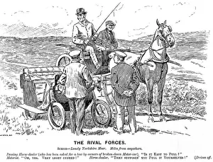 Cartoon Prints: Cartoon depicting a motor-vehicle stuck in the mud