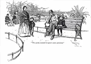 Cartoon Prints: Cartoon depicting a scene within a park
