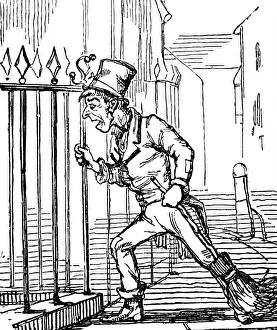 Cartoon Prints: Cartoon depicting a street sweeper. Dated 19th Century