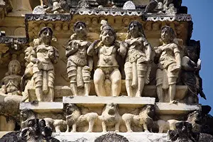 Lord Prints: Carved statues on gopuram, Sree Padmanabhaswamy Temple, Trivandrum, Kerala, India