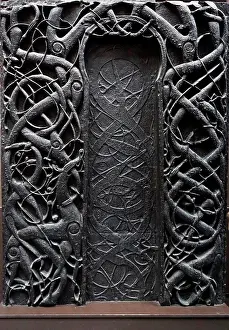 Doors Prints: Carved wooden doors from the church of Urnes, Norway. Dated 11th Century