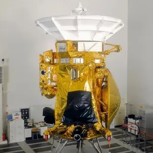 Planetary Science Prints: Cassini Probe in a JPL Assembly Room