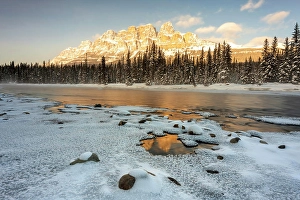 The Natural World Prints: Castle Mountain in winter, Banff National Park