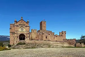 Hilly Prints: Castle of Xavier is located on a hill in Navarre, Spain, Europe