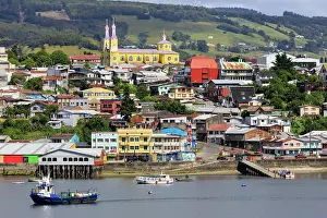 Chile Prints: Castro, from the sea, Iglesia San Francisco de Castro