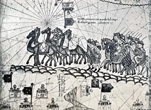 Written Prints: Detail from the Catalan Atlas showing Marco Polo on his expedition