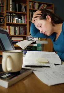 Examination Prints: Caucasian female pulling an all nighter, studying for an exam, Alberta, Canada