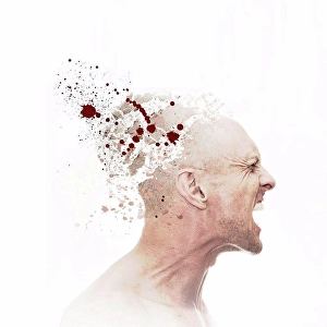 Striving Prints: Caucasian man with exploding head