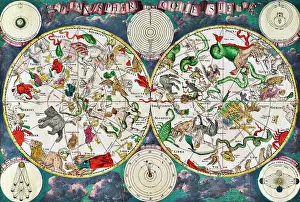 Dutch Prints: Celestial map of the 17th century