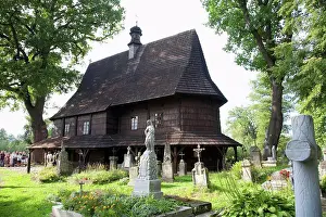 Middle Ages Prints: Cemetery & Wooden Church Of St. Leonard, Lipnica Murowana, Malopolska, Poland