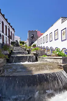 Canary Islands Prints: Ceramic benches by the water stairs