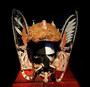 Culture Prints: Ceremonial wood and feather mask from New Ireland, Melanesian culture 1900