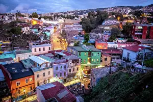 Chile Prints: Cerro Concepcion, the historical district of the seaport of Valparaiso, Chile