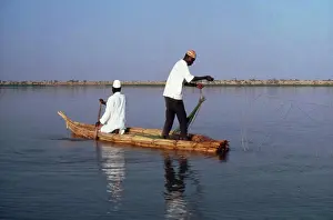 Industry Prints: Chad, Lake Chad, Fishermen In A Reed Boat