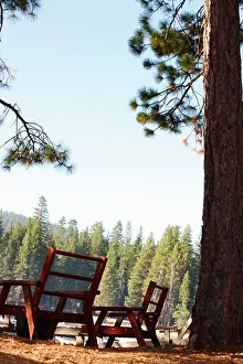National Forest Prints: Empty chairs at the lakeside, Pinecrest Lake