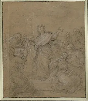 Chalk Prints: A chalk drawing depicting John preaching in Ephesus