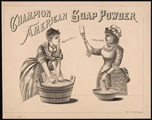 1800s Illustrations Prints: Champion American soap powder advertisement circa 1887