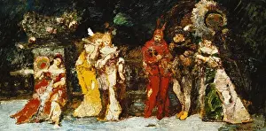 Medium Group Of People Prints: Characters on a Deck with Faust and Mephisto; Personnages sur une Terrasse avec Fauste et Mephisto