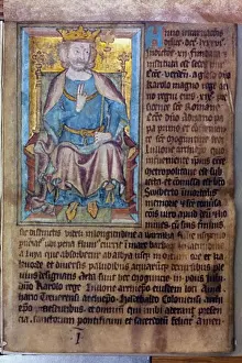 Manuscript Prints: Charlemagne ca. 15th C. Artist Unknown Illuminated manuscript Saechische Landesbibliothek