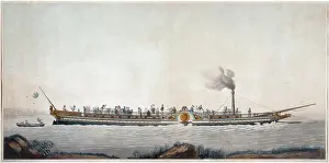 Gravure Prints: Charles Philippe, 1st steamboat launched on the Seine