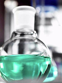 Glass Material Prints: Chemical experiment in a laboratory