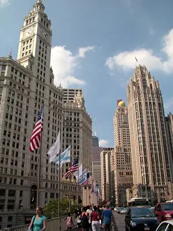 Countries Prints: Chicago, IL, Illinois, Windy City, Downtown, skyline, Michigan Avenue, Wrigley Building