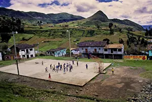 Students Prints: Children congregate after school to play soccer in the remote village of SigSig in the Andes mountains; Sig Sig