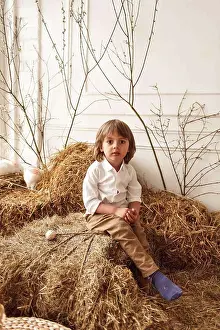 People In Nature Prints: Children at Easter with rabbits and ducks