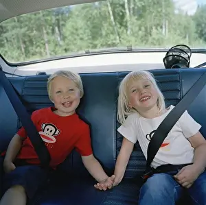 Secure Prints: Two children in the back seat, Sweden