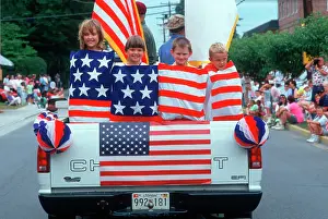 Independence Day Prints: Children wrapped in an American flag for an Independence Day Parade, East Shore, MD