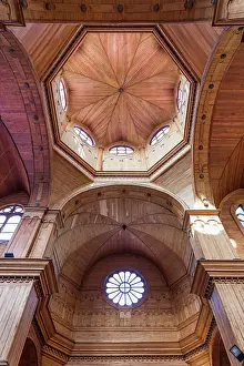 Chile Prints: Chile, Chiloe Island, Castro, Iglesia de San Francisco church, interior