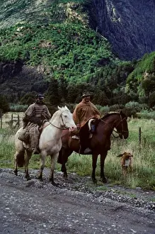 Chile Prints: CHILE, (SOUTHERN CHILE) GAUCHOS ON HORSEBACK
