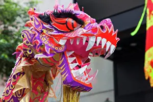 Dragon Prints: China, Hong Kong, Annual New Years Day Festival Parade, Chinese Dragon